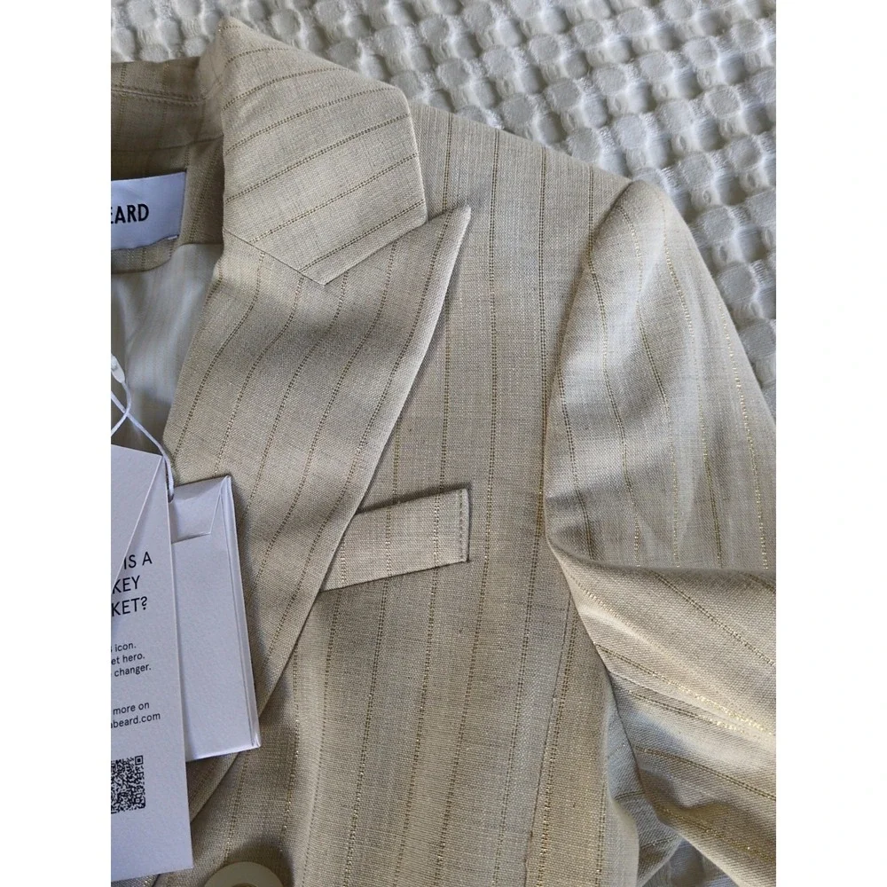 Veronica Beard Gaya Dickey Jacket Natural Gold Size 0 Business Career Metallic - Picture 12 of 15